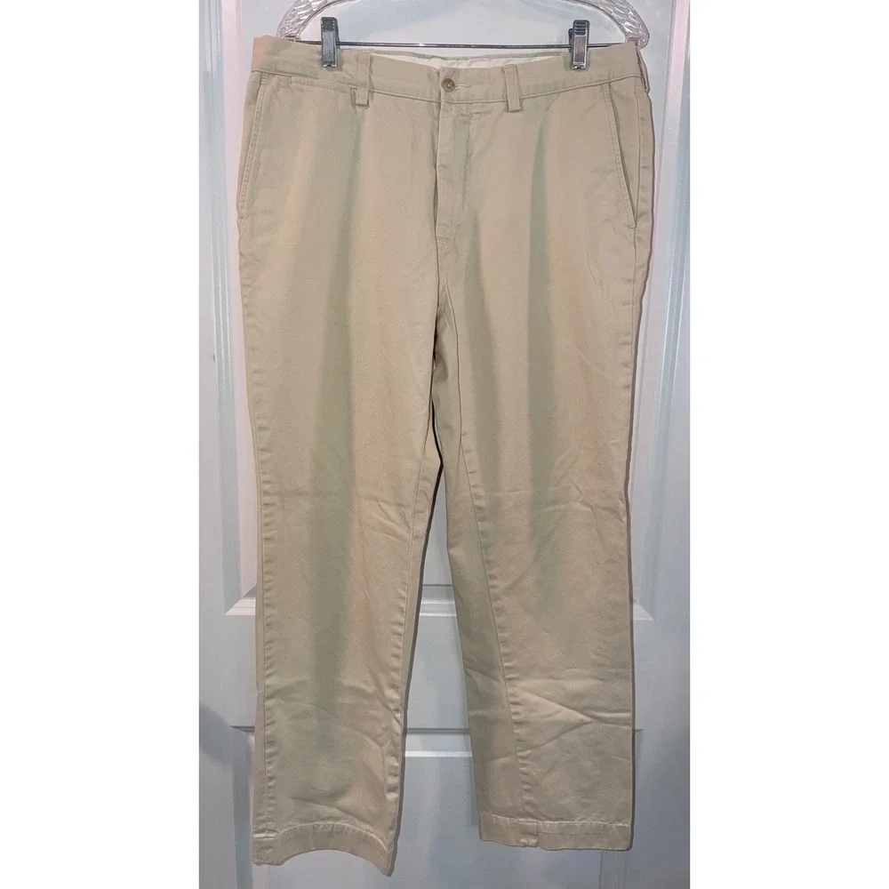 Polo Ralph Lauren Mens 35X32 Tan Beige Khaki Chino Pants‎ Straight Leg Cotton